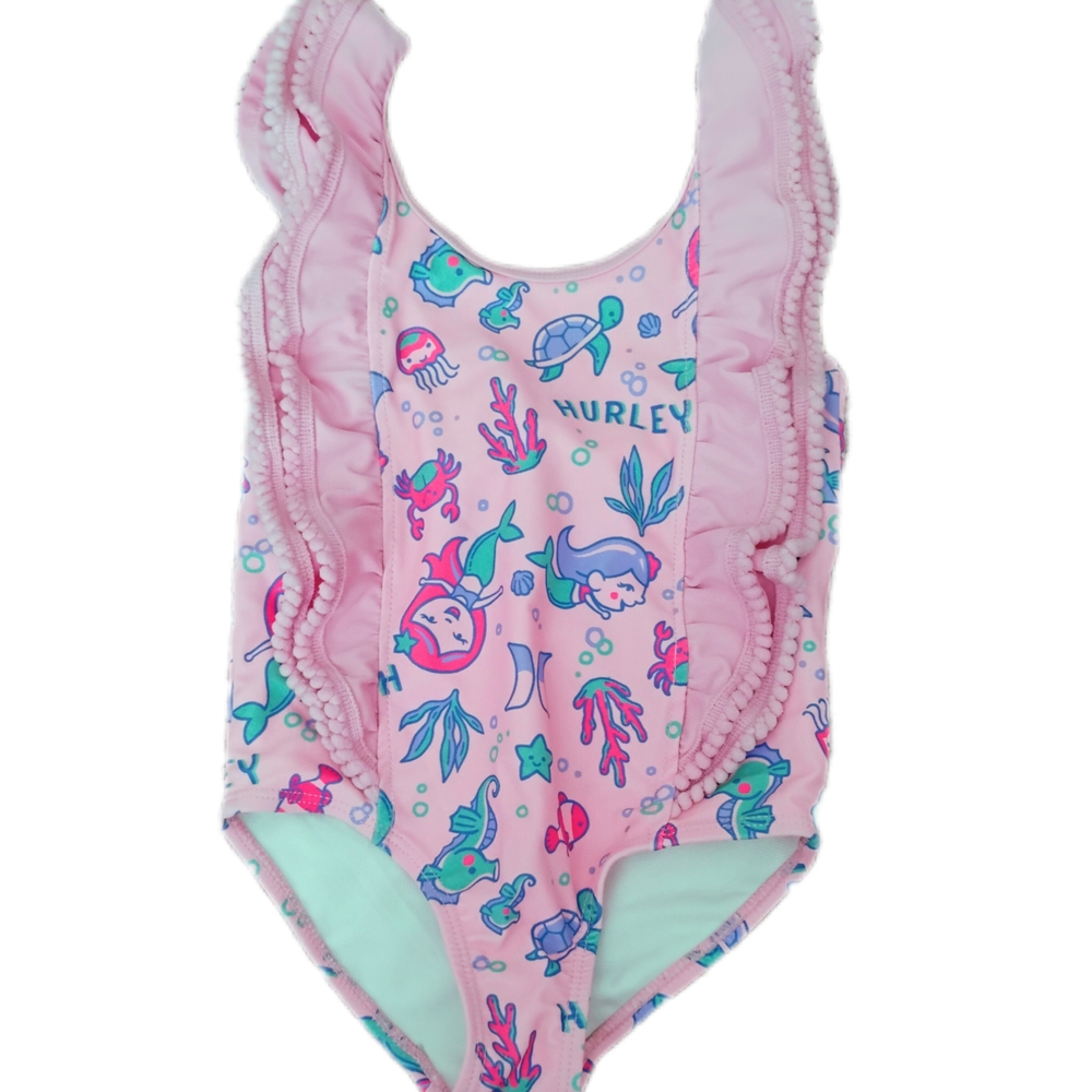 Hurley Pink and Green One Piece Swimsuit